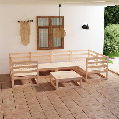 7 Piece Garden Lounge Set Solid Pinewood