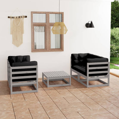 5 Piece Garden Lounge Set with Cushions Solid Pinewood