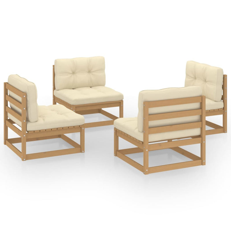 4 Piece Garden Lounge Set with Cushions Solid Pinewood