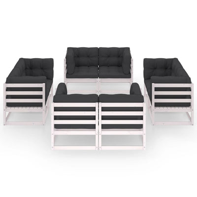 8 Piece Garden Lounge Set with Cushions Solid Pinewood