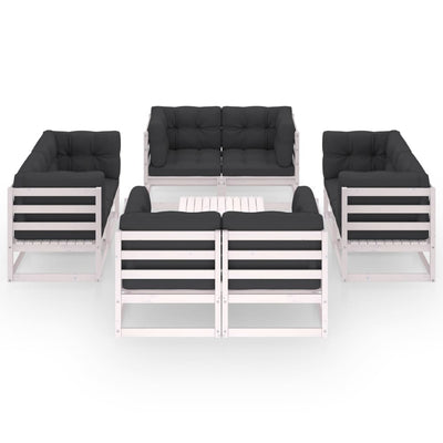 9 Piece Garden Lounge Set with Cushions Solid Pinewood