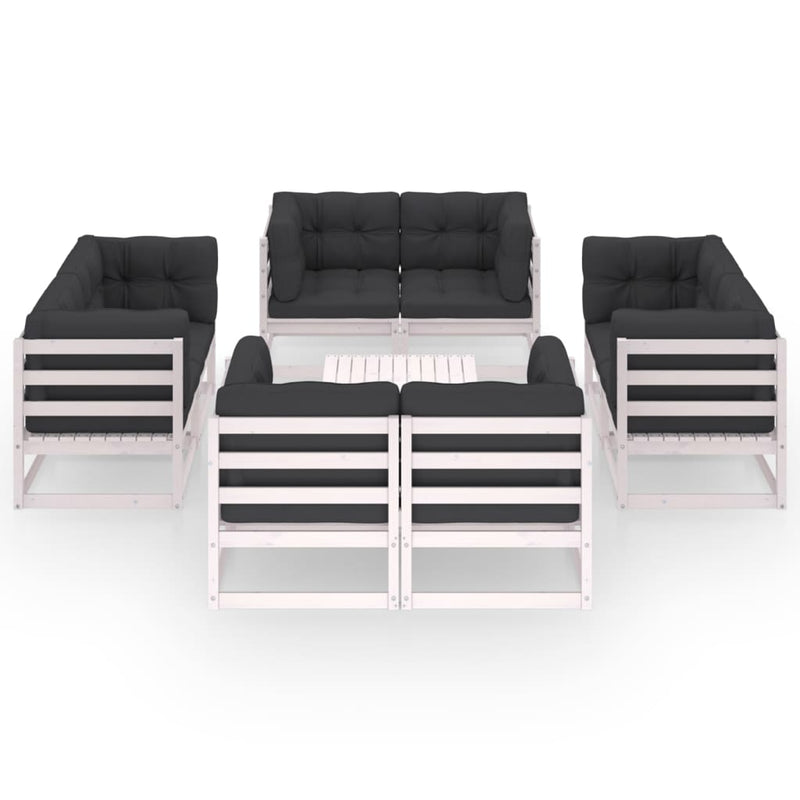 9 Piece Garden Lounge Set with Cushions Solid Pinewood