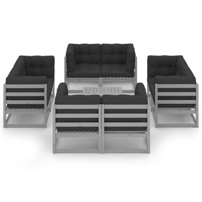 9 Piece Garden Lounge Set with Cushions Solid Pinewood