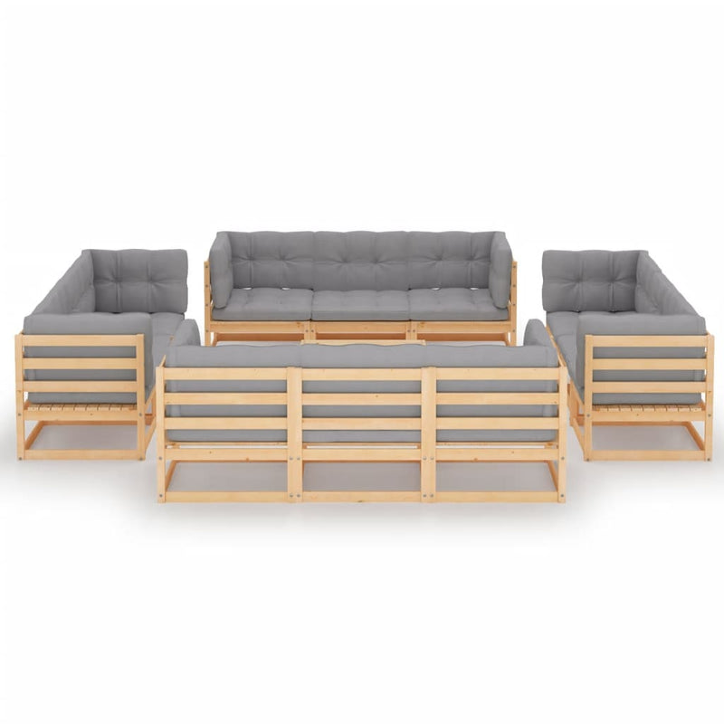 13 Piece Garden Lounge Set with Cushions Solid Pinewood