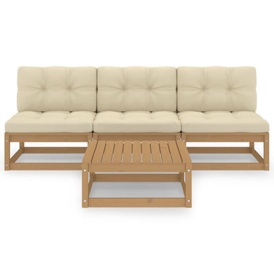 4 Piece Garden Lounge Set with Cushions Solid Pinewood