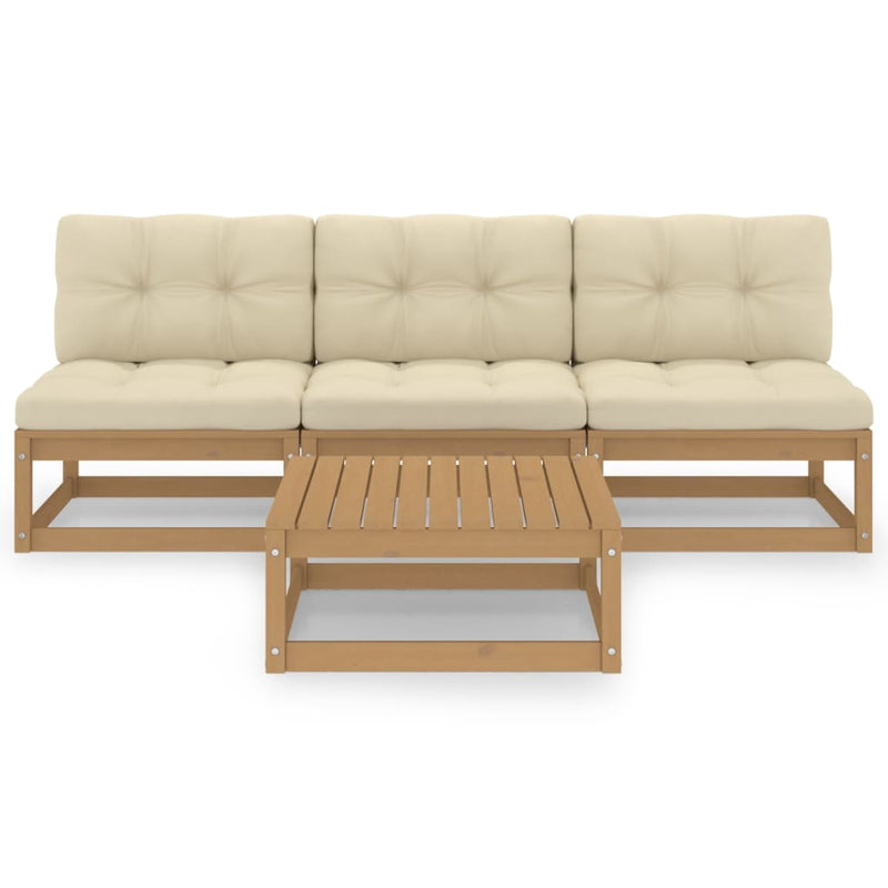 4 Piece Garden Lounge Set with Cushions Solid Pinewood