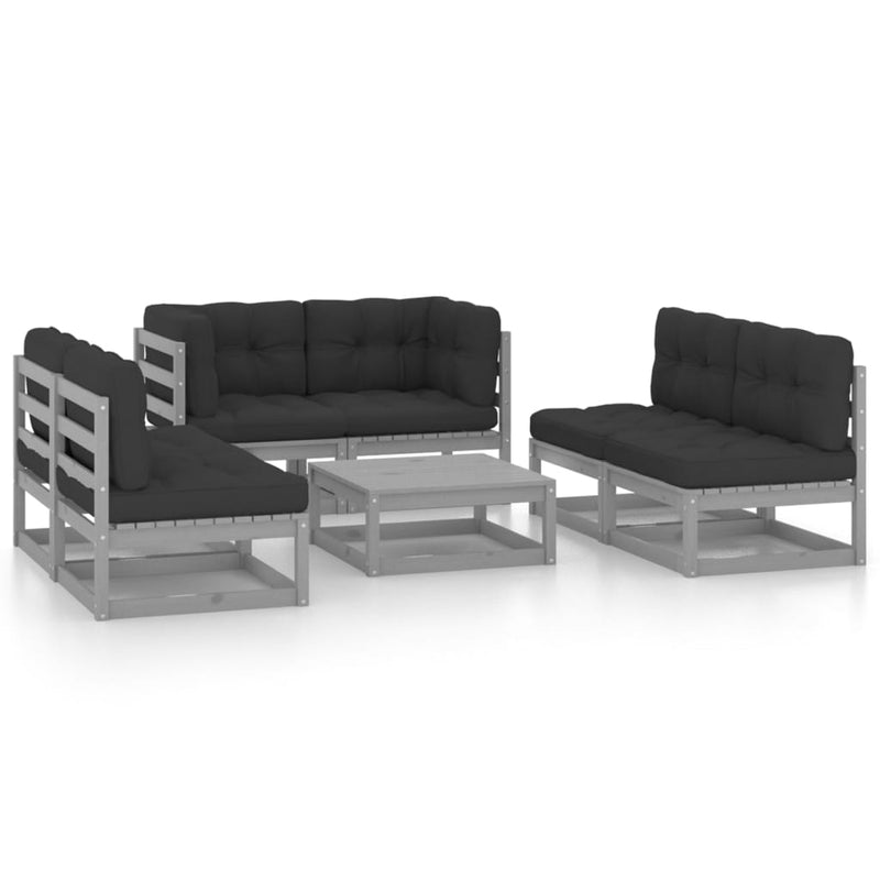 7 Piece Garden Lounge Set with Cushions Solid Pinewood