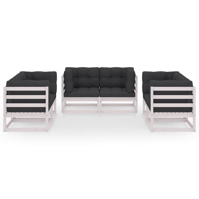 6 Piece Garden Lounge Set with Cushions Solid Pinewood