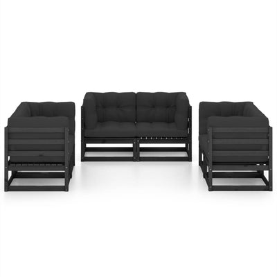 6 Piece Garden Lounge Set with Cushions Solid Pinewood