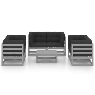 7 Piece Garden Lounge Set with Cushions Solid Pinewood