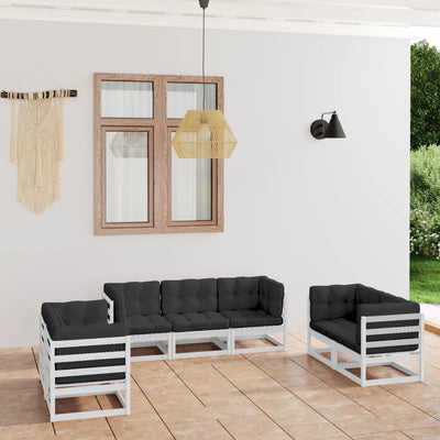 7 Piece Garden Lounge Set with Cushions Solid Pinewood