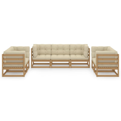 7 Piece Garden Lounge Set with Cushions Solid Pinewood