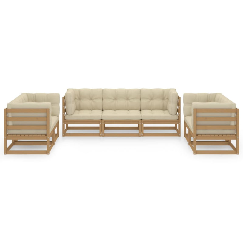 7 Piece Garden Lounge Set with Cushions Solid Pinewood