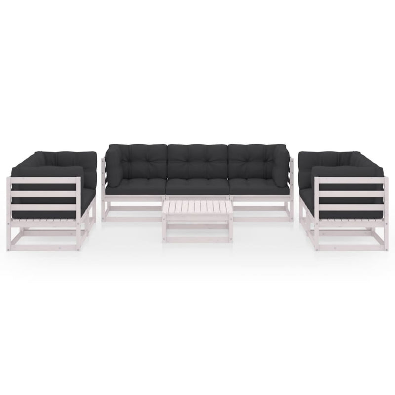 8 Piece Garden Lounge Set with Cushions Solid Pinewood