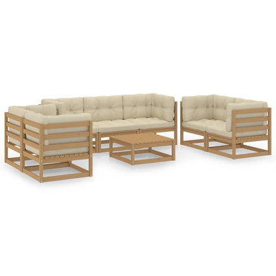 8 Piece Garden Lounge Set with Cushions Solid Pinewood