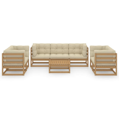 8 Piece Garden Lounge Set with Cushions Solid Pinewood