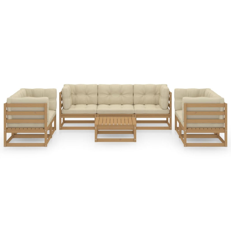 8 Piece Garden Lounge Set with Cushions Solid Pinewood