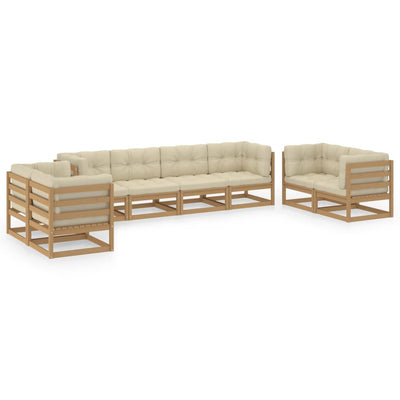 8 Piece Garden Lounge Set with Cushions Solid Pinewood