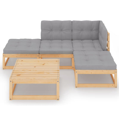 5 Piece Garden Lounge Set with Cushions Solid Pinewood