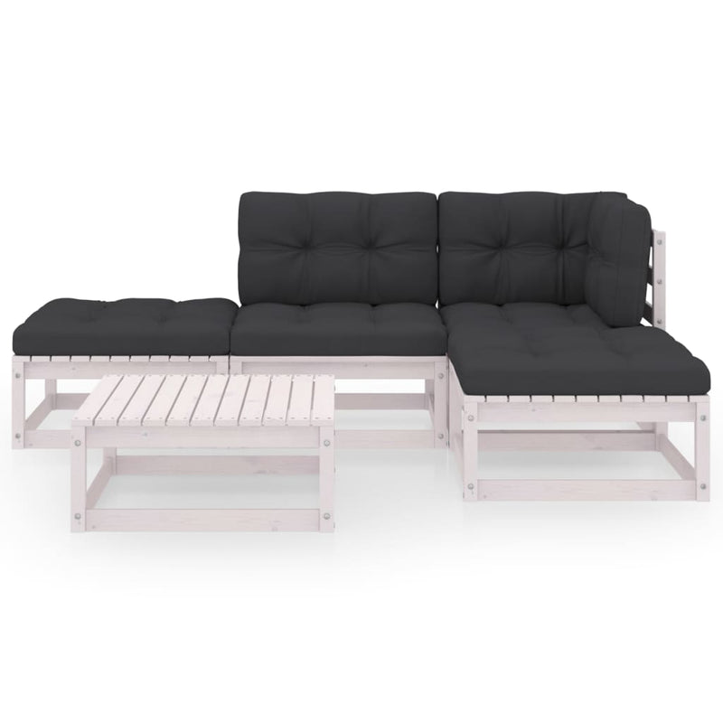 5 Piece Garden Lounge Set with Cushions Solid Pinewood