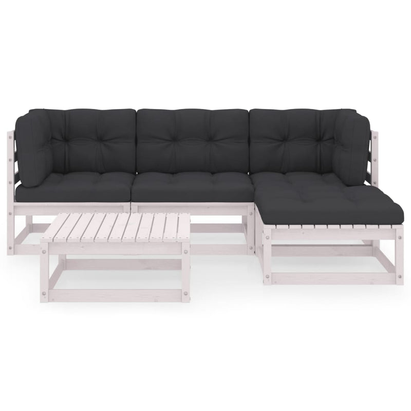 5 Piece Garden Lounge Set with Cushions Solid Pinewood