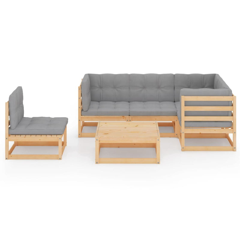 6 Piece Garden Lounge Set with Cushions Solid Pinewood