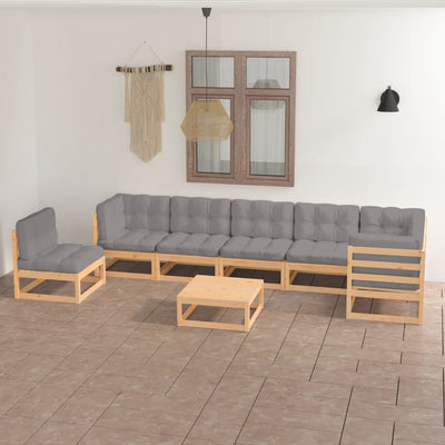 8 Piece Garden Lounge Set with Cushions Solid Pinewood