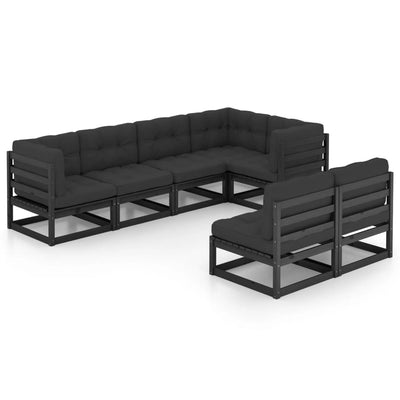 7 Piece Garden Lounge Set with Cushions Solid Pinewood