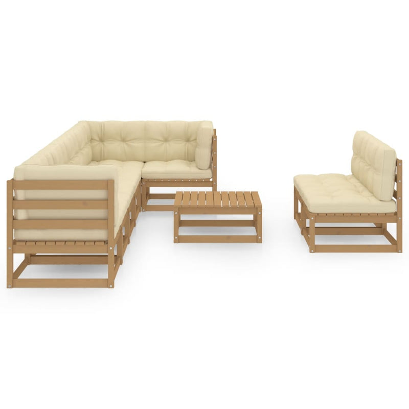 9 Piece Garden Lounge Set with Cushions Solid Pinewood