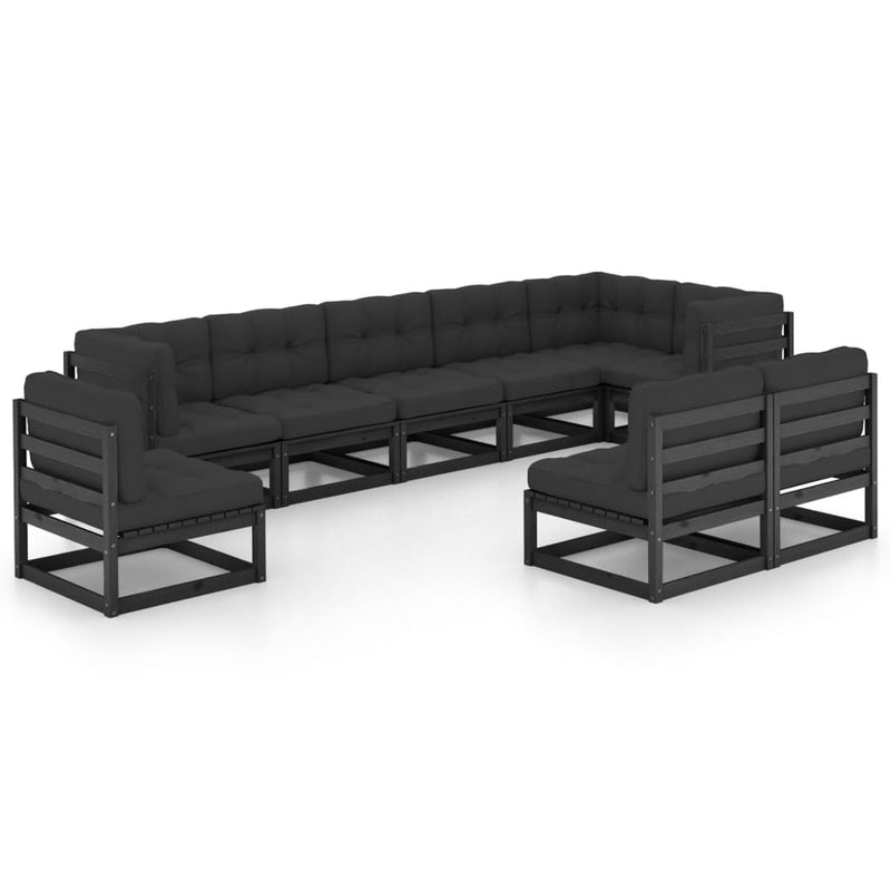 9 Piece Garden Lounge Set with Cushions Solid Pinewood