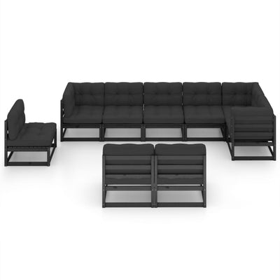 9 Piece Garden Lounge Set with Cushions Solid Pinewood