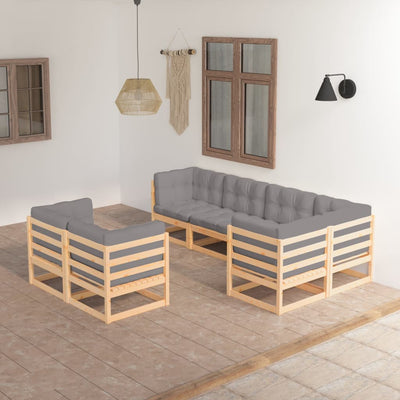 7 Piece Garden Lounge Set with Cushions Solid Pinewood