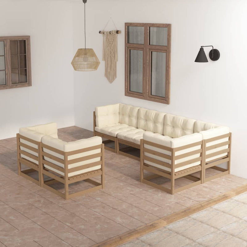 7 Piece Garden Lounge Set with Cushions Solid Pinewood