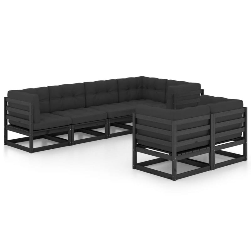 7 Piece Garden Lounge Set with Cushions Solid Pinewood