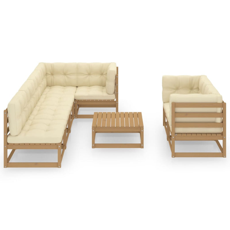 8 Piece Garden Lounge Set with Cushions Solid Pinewood