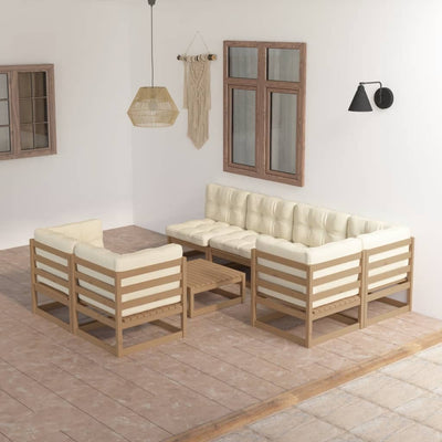 8 Piece Garden Lounge Set with Cushions Solid Pinewood