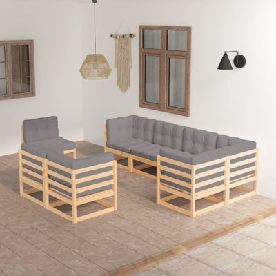 8 Piece Garden Lounge Set with Cushions Solid Pinewood