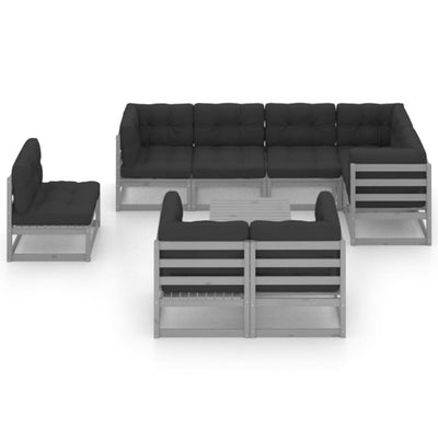 9 Piece Garden Lounge Set with Cushions Solid Pinewood