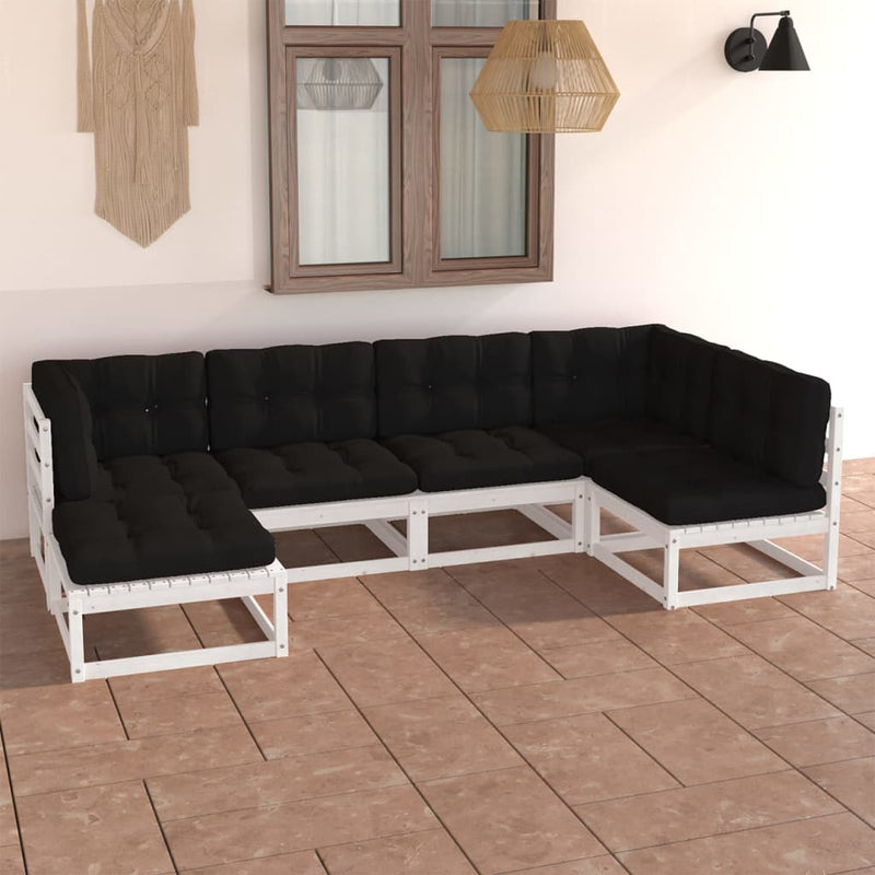 6 Piece Garden Lounge Set with Cushions Solid Pinewood