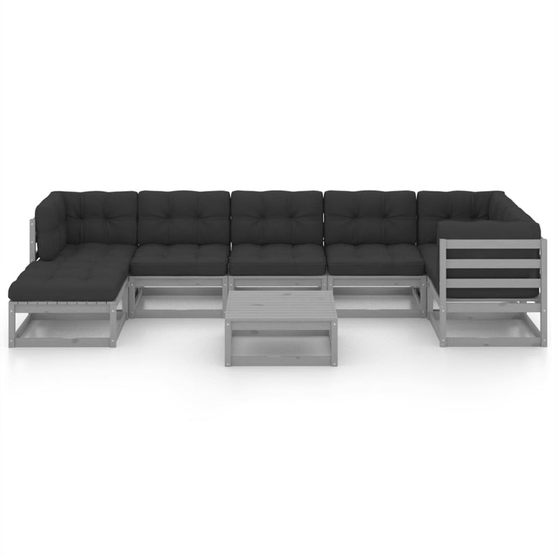 8 Piece Garden Lounge Set with Cushions Solid Pinewood