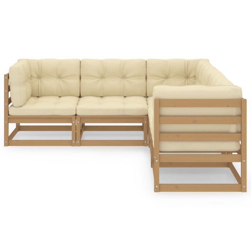 5 Piece Garden Lounge Set with Cushions Solid Pinewood