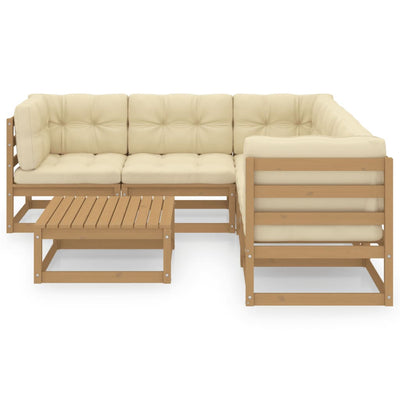 6 Piece Garden Lounge Set with Cushions Solid Pinewood