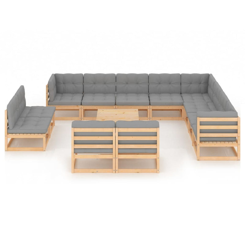 13 Piece Garden Lounge Set with Cushions Solid Pinewood