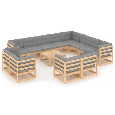 13 Piece Garden Lounge Set with Cushions Solid Pinewood