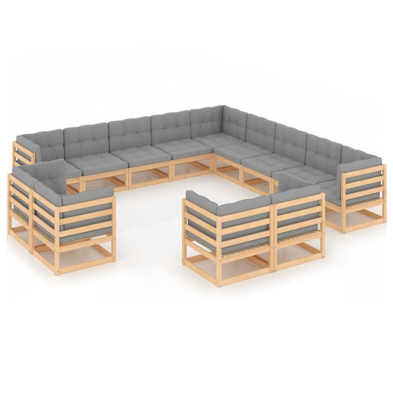 13 Piece Garden Lounge Set with Cushions Solid Pinewood