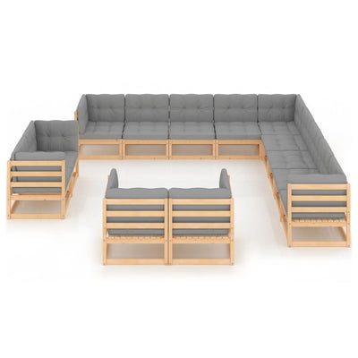 13 Piece Garden Lounge Set with Cushions Solid Pinewood