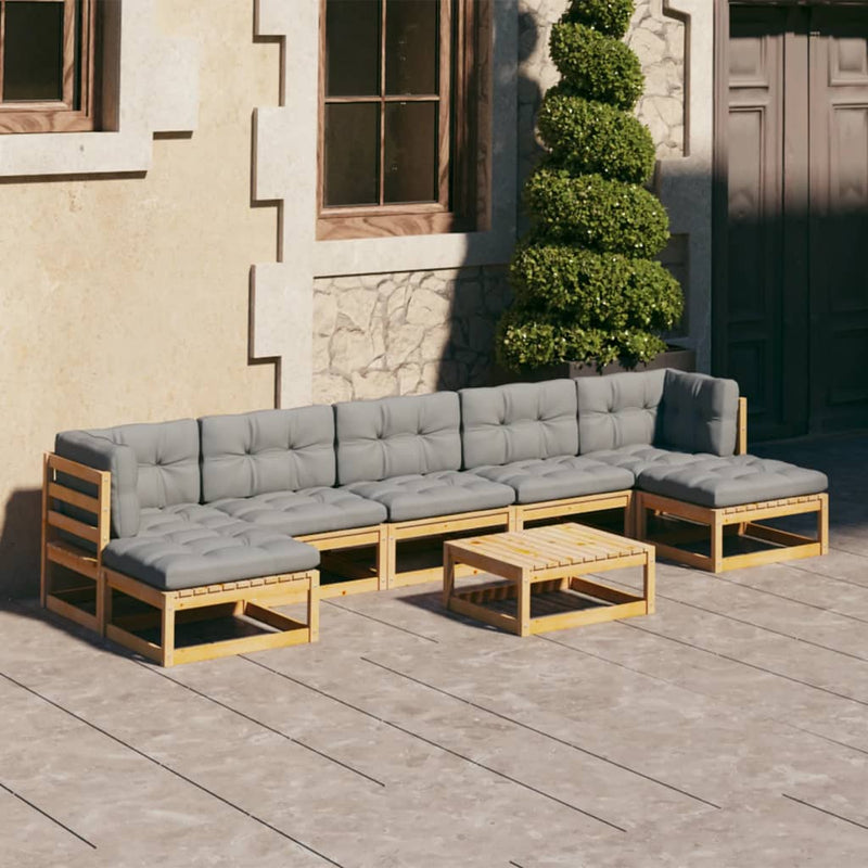 8 Piece Garden Lounge Set with Cushions Solid Pinewood