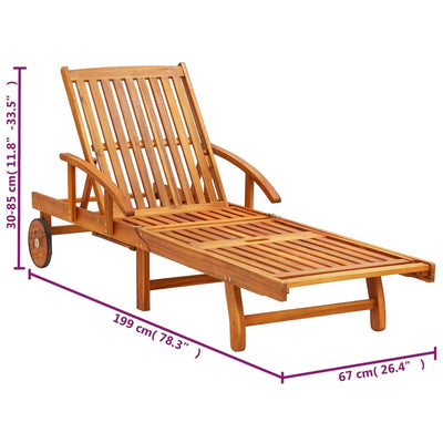 Sun Loungers 2 pcs with Cushions Solid Wood Acacia