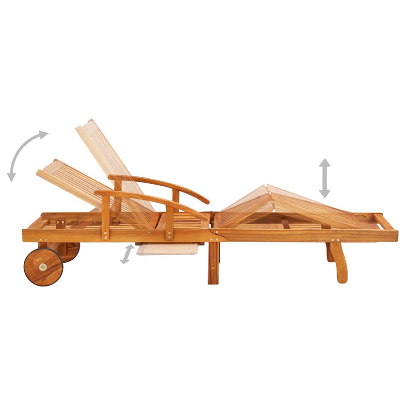 Sun Loungers 2 pcs with Cushions Solid Acacia Wood