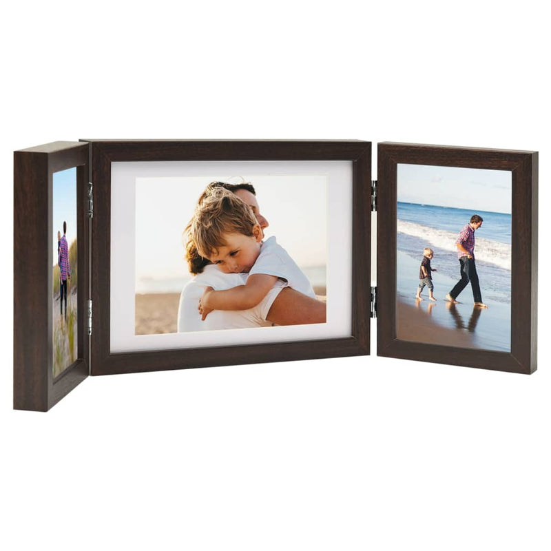 Trifold Photo Frame Collage Dark Brown 22x15 cm+2x(10x15 cm)